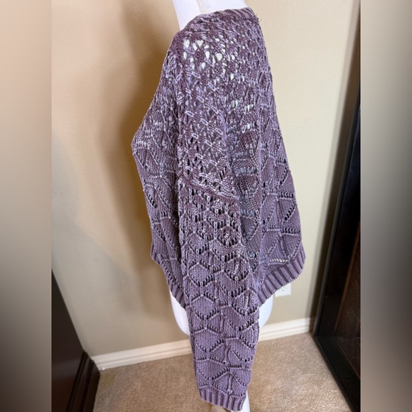 Full tilt extra large women’s purple knit sweater 100% cotton cropped - Picture 3 of 11